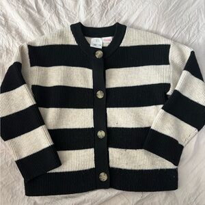 Zara Cream and Black Striped Cardigan Size 5/6